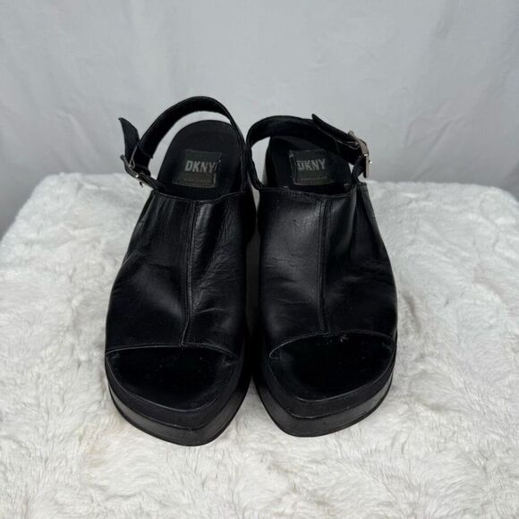 Rare Vintage DKNY Y2K Platform Sling Back Peep Toe Sandals - Women’s 7 - Picture 2 of 6